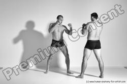 Underwear Martial art Man - Man White Moving poses Athletic Short Brown Dynamic poses Academic